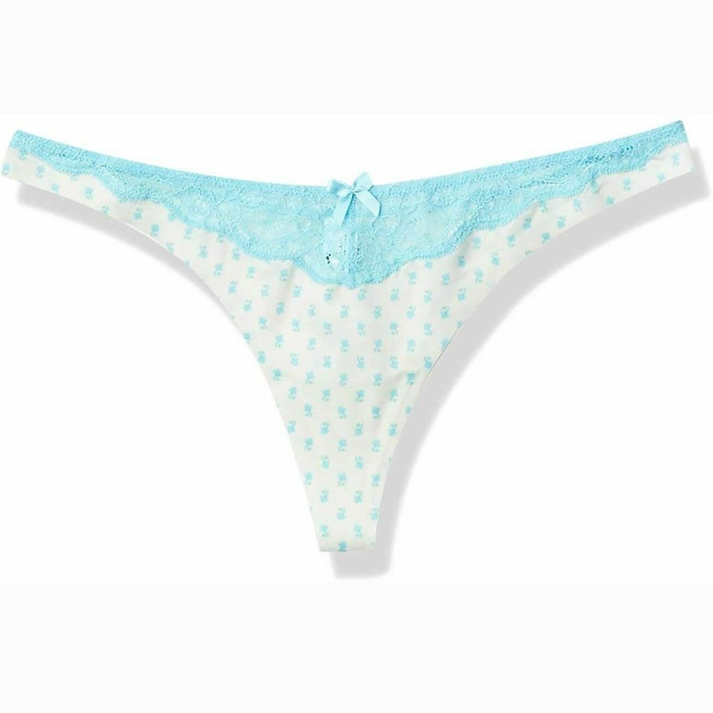 Maidenform Sparkle Blue Daisy Comfort Devotion Lace Trim Thong 40149 6 7 8 9